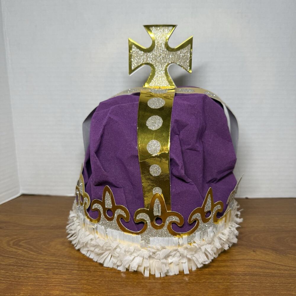 Royal King's Crown Purple Adult Size Paper Medieval Renaissance Costume Prop